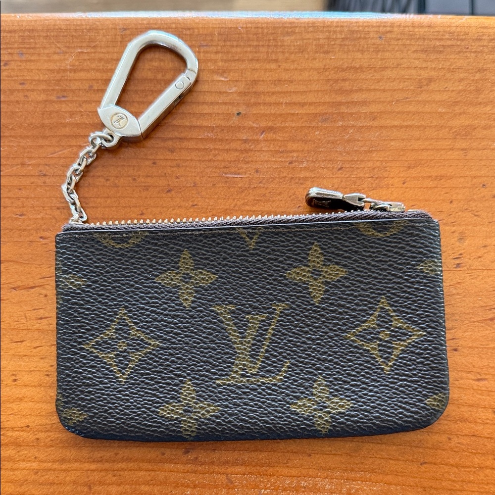 Louis Vuitton Brown Monogram Key Pouch with Gold Hardware